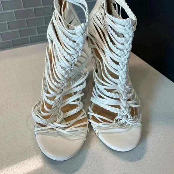 Thalia Sodi White Heels Size 10 4 Inch - Picture 5 of 10